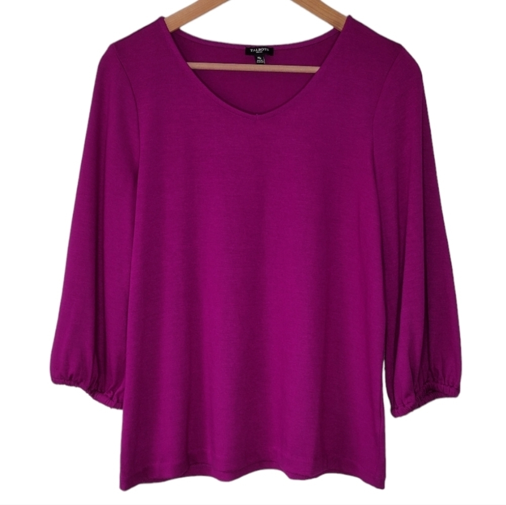 Talbots Petite Women's Pullover 3/4 Sleeve Scoop Neck Sweater Size MP